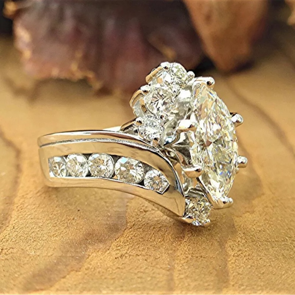 Women Gorgeous 925 Silver Rings Cubic Zirconia Wedding Engagement Jewelry - Picture 2 of 4